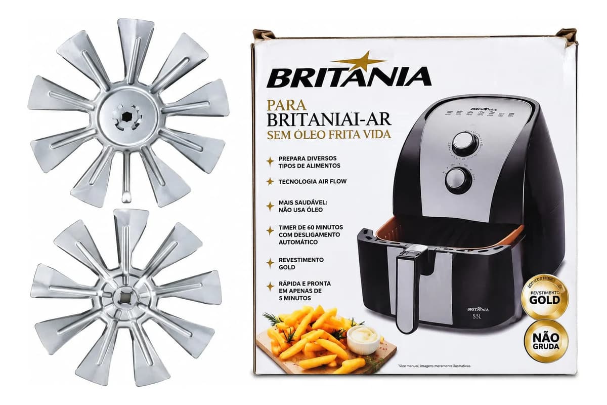 Par De Hélice Fritadeira Air Fryer Britânia Bfr51 Prateado 127v - 2