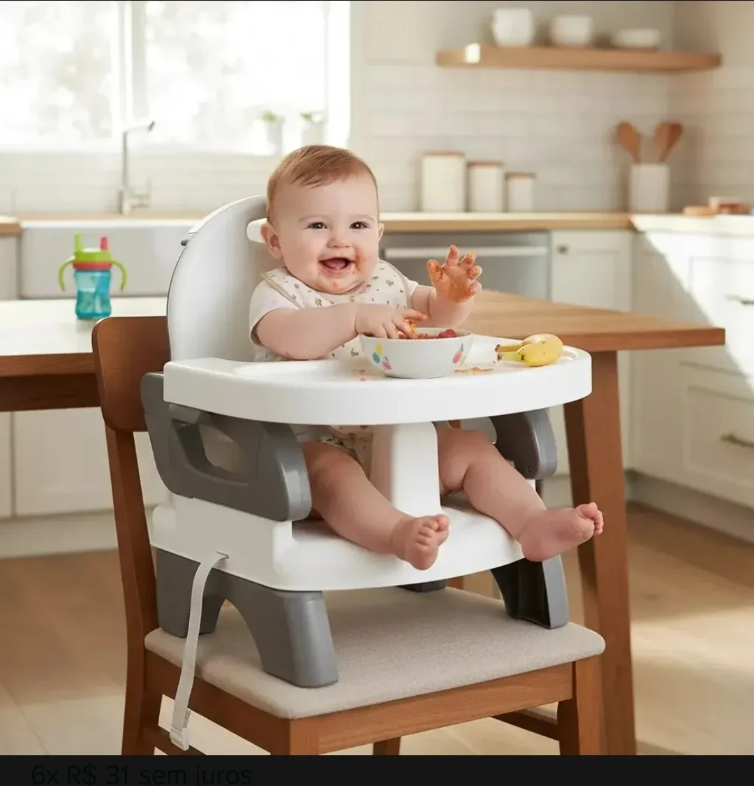 Cadeira De Alimentação infantil Cor Cinza Com Branco,Mastela - 3